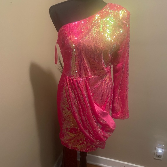 AKIRA Label Maximum Sequin Mini Dress Pink (Size Large) - Picture 5 of 12